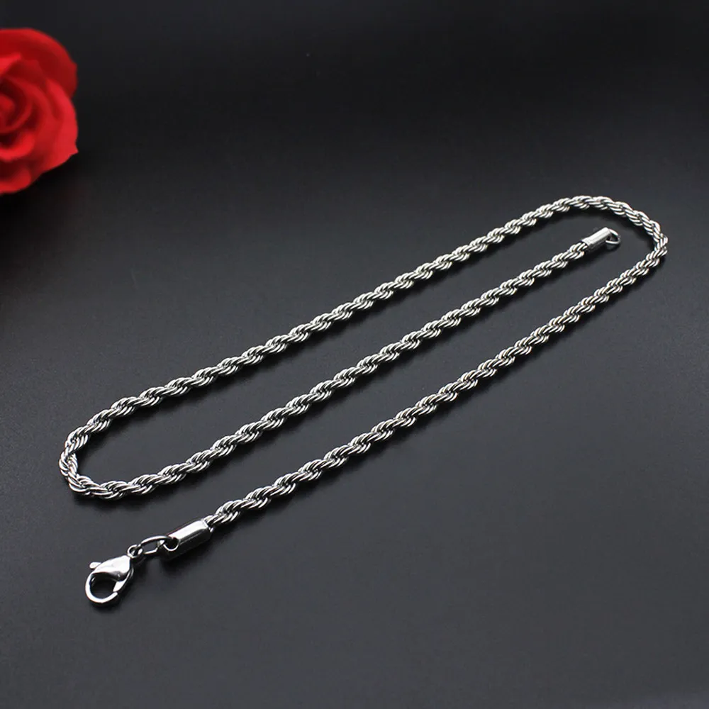 Rope Chain Necklace Titanium Twisted Stainless Steel Jewellery_voghion.com