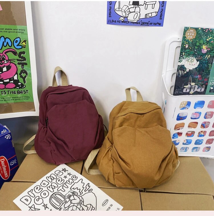 Zaino piccolo in 100% cotone, tinta unita, nero, per il tempo libero o da viaggio, in morbida tela, per le donne, in tessuto di alta qualità, a tracolla_voghion.com