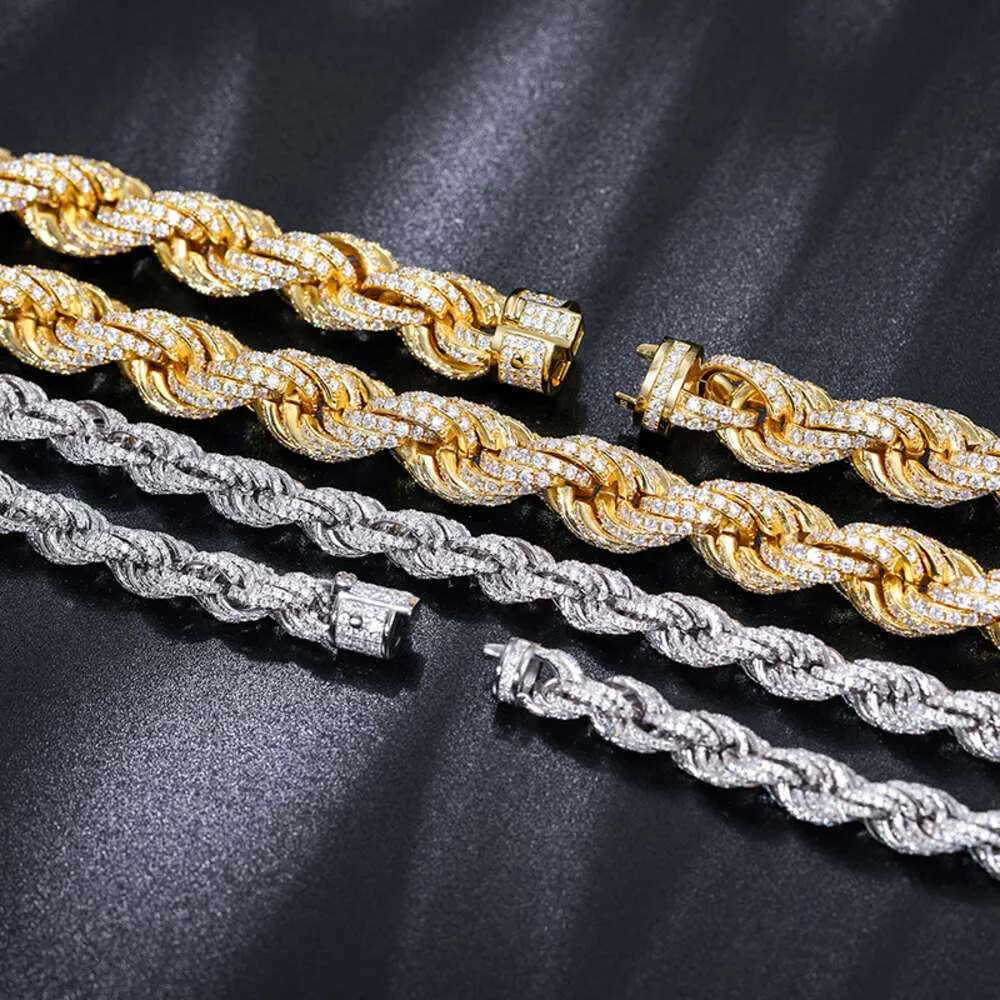 Dropshipping Pass Diamond Tester Iced Out Moissanite Rope Chain Lab Gemstone Twist Κολιέ Sterling Sier για Άνδρες Hiphop_voghion.com