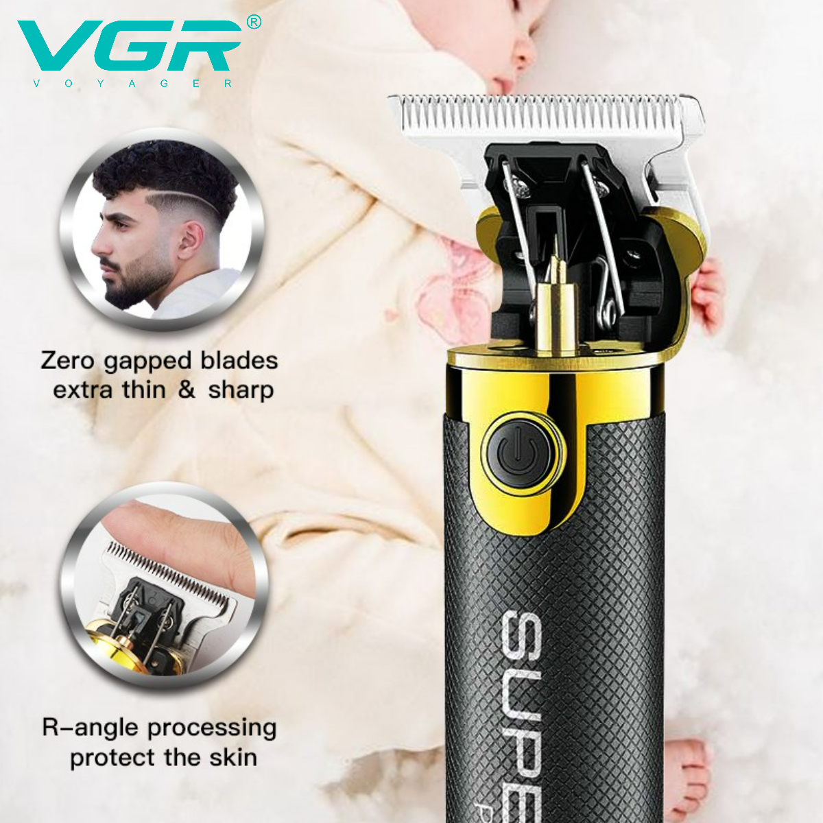VGR Professional Hair Clipper T9 Hair Cutting Machine Cordless Haircut Machine Rechargeable Bald Barber Trimmer for Men V-082_voghion.com