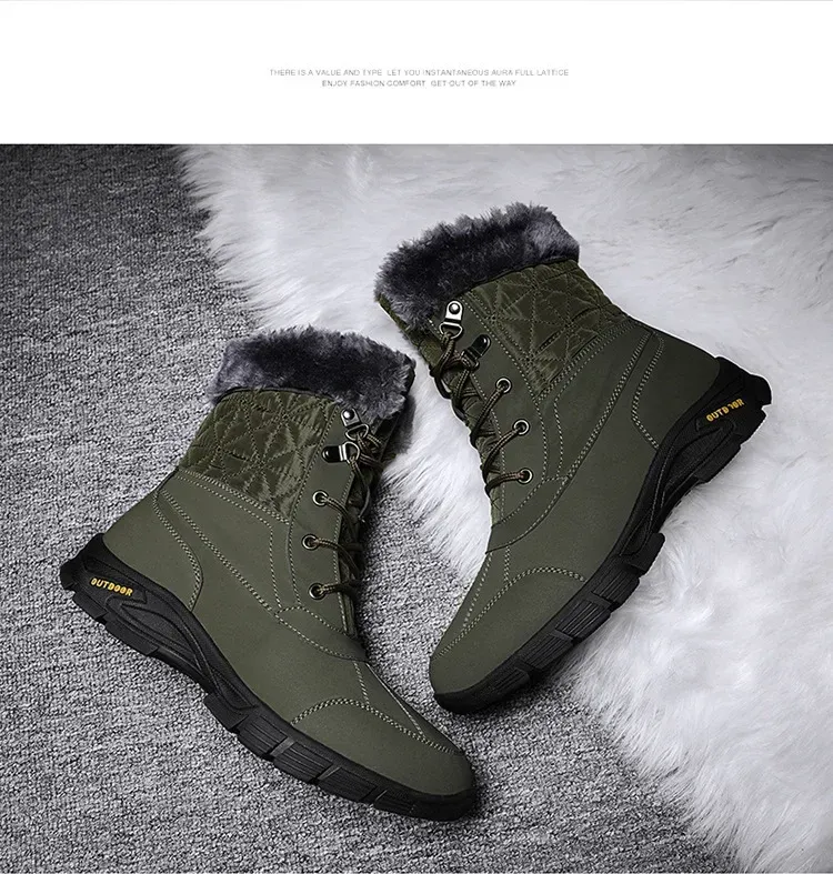 Heren High-end Snowboots Winter Mode Pluche Isolatie Antislip Waterdicht Slijtvast Katoenen Schoenen Buiten_voghion.com