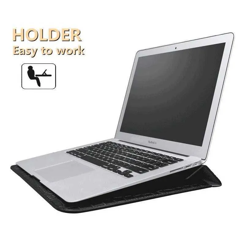 Custodia per laptop a busta, astuccio in pelle di coccodrillo per MacBook Air/Pro 12-15", custodia protettiva con supporto verticale_voghion.com