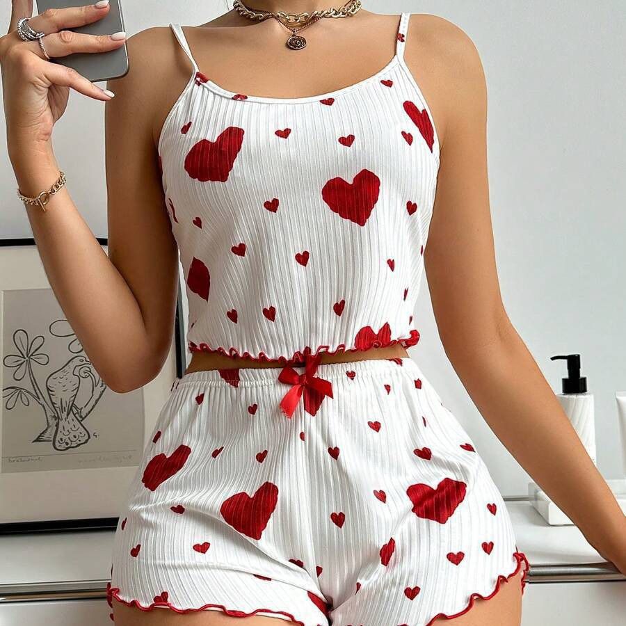 Women's Sleepwears Summer Sleeveless Suspenders Pit Stripes Girl Love Printing Pure Desire Pajamas
