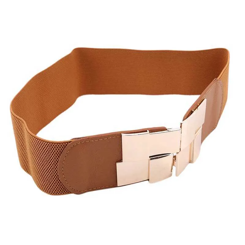 Womens Wide Classic Womens Multi-color Square Buckle Dress Decoration Ultra-thin Elastic Belt W250109_voghion.com