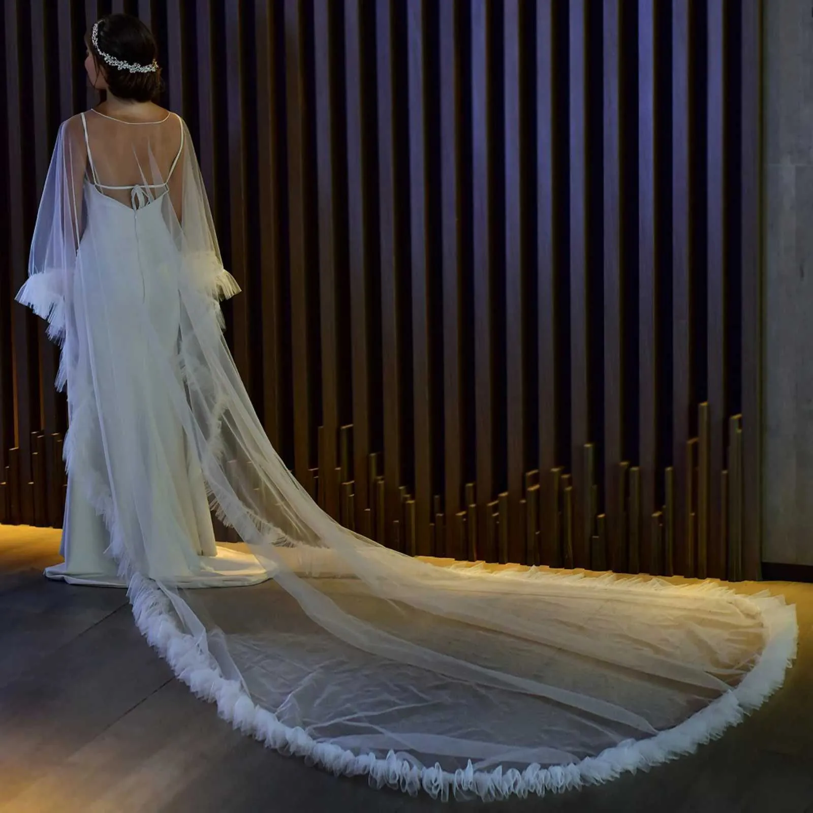 Hårsmycken Dam MZB19 Lång Brudslöja Plus Storlek Bolero Elegant Damjacka Bröllopsgäst Katedralmantel_voghion.com