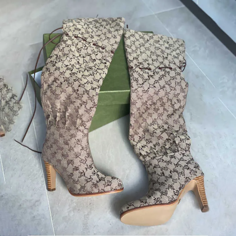 Designer Women Over The Knee Boots Winter Ankle Adjustable Straps Canvas Zipper Laces Original Shoes Ladies Girls Sexy_voghion.com