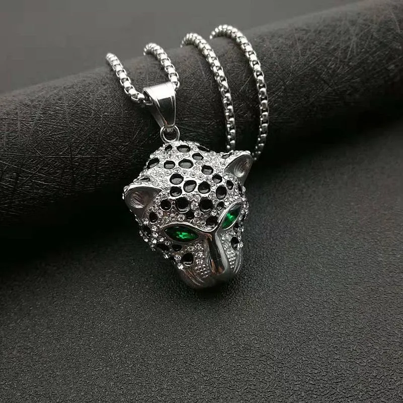 Collier avec pendentif tête de léopard Hip Hop Cool cadeau pour hommes en acier titane plaqué or bijoux rap_voghion.com