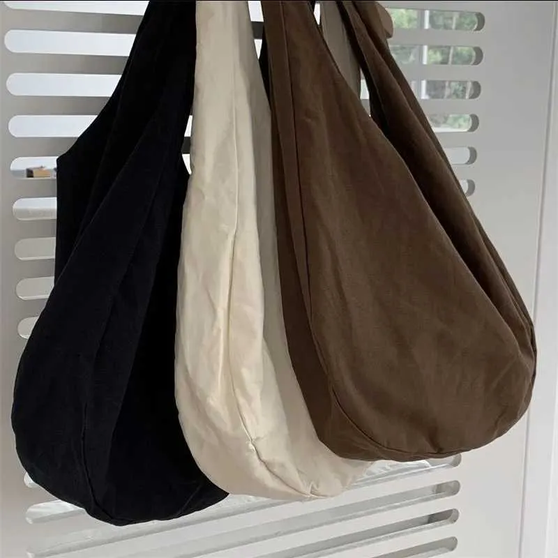 Grande borsa a tracolla retro in tela per donna stile hobo_voghion.com