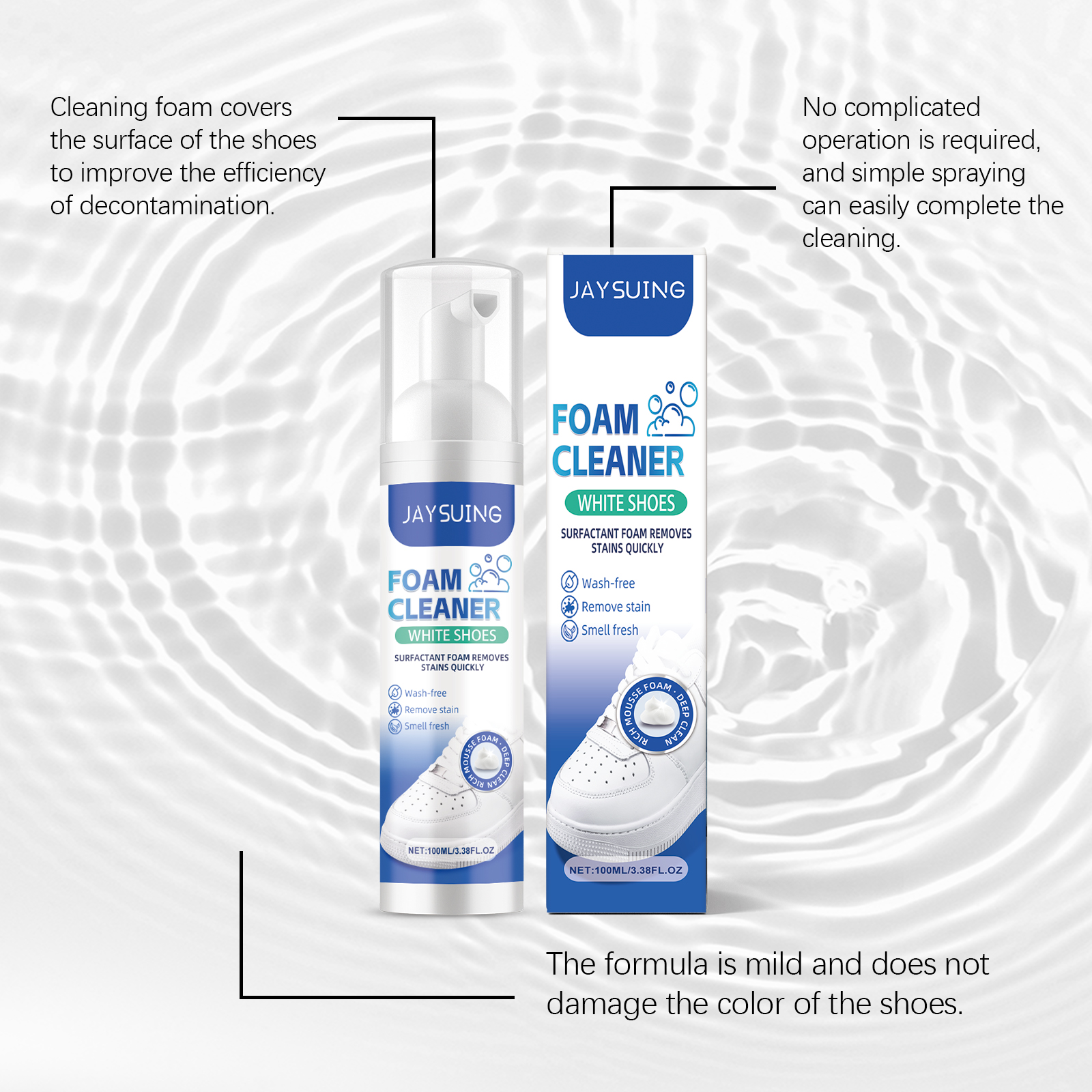 Jaysuing Little White Shoes Foam Cleaner Sports Shoes Decontamination Vamp Clean And Wash Free Whitening Cleaner_voghion.com