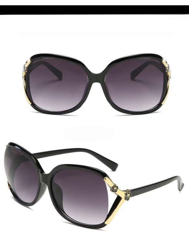 Montatura grande Camellia Rose Trend, occhiali da sole alla moda, occhiali da donna di mezza età_voghion.com
