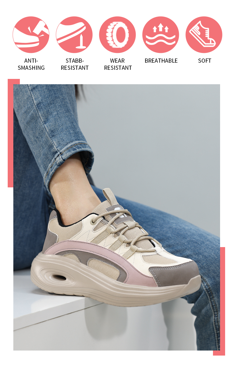 Scarpe antinfortunistiche GUYISA da donna con punta in acciaio, scarpe da lavoro leggere e morbide F129_voghion.com