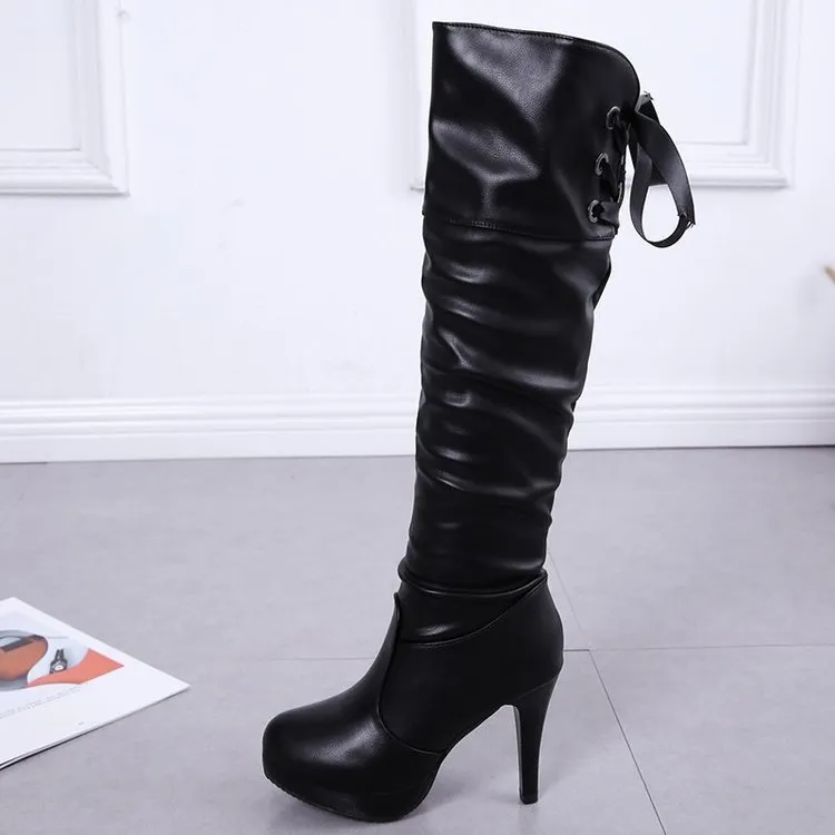autumn winter women quality leather boot over the knee zipper sexy high heels shoes woman nonslip botas warm boots_voghion.com