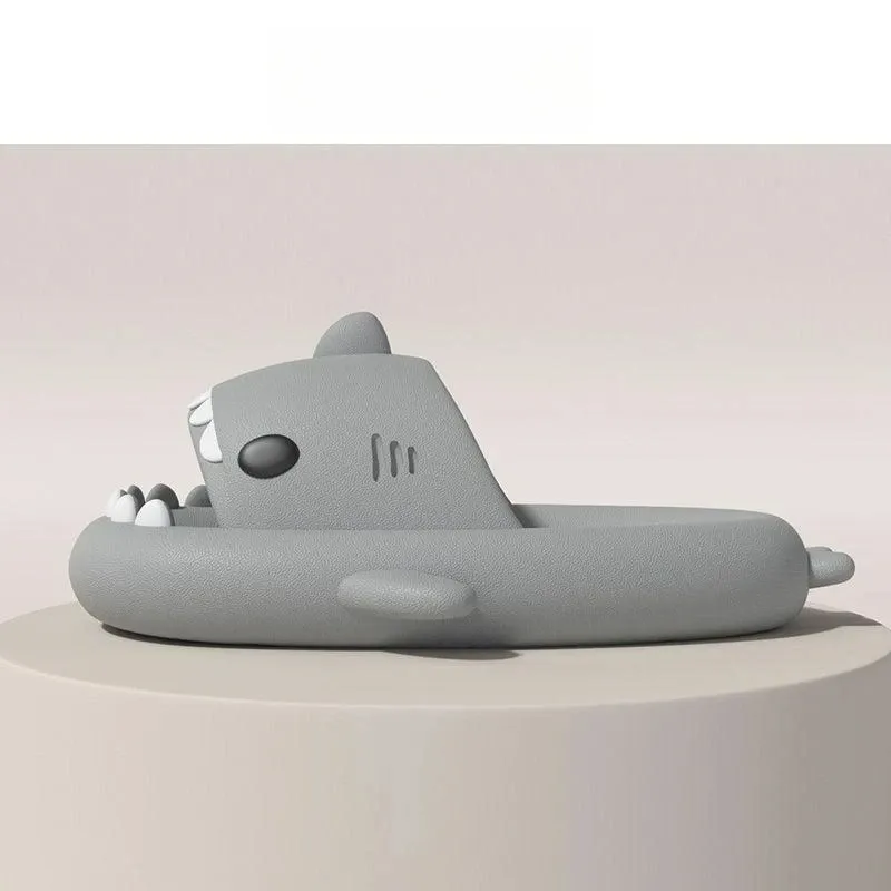 2024 Men Shark Slippers Boy Bathroom Non-Slip Flat Sandals Adults Outdoor Soft Thick Slides Kids Cute Solid Color EVA_voghion.com
