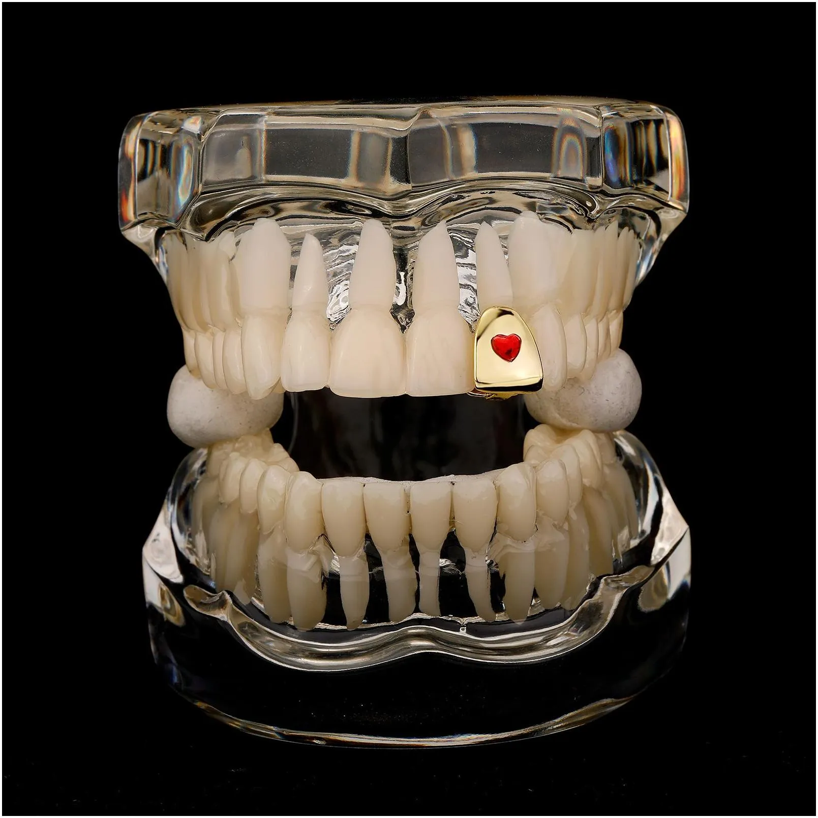 Grillz Dental Griglie Oro Singolo Apparecchi Punk Hip Hop Cz Zirconia Cubica Croce Denti Bocca Zanna Dente Cappuccio Cosplay_voghion.com