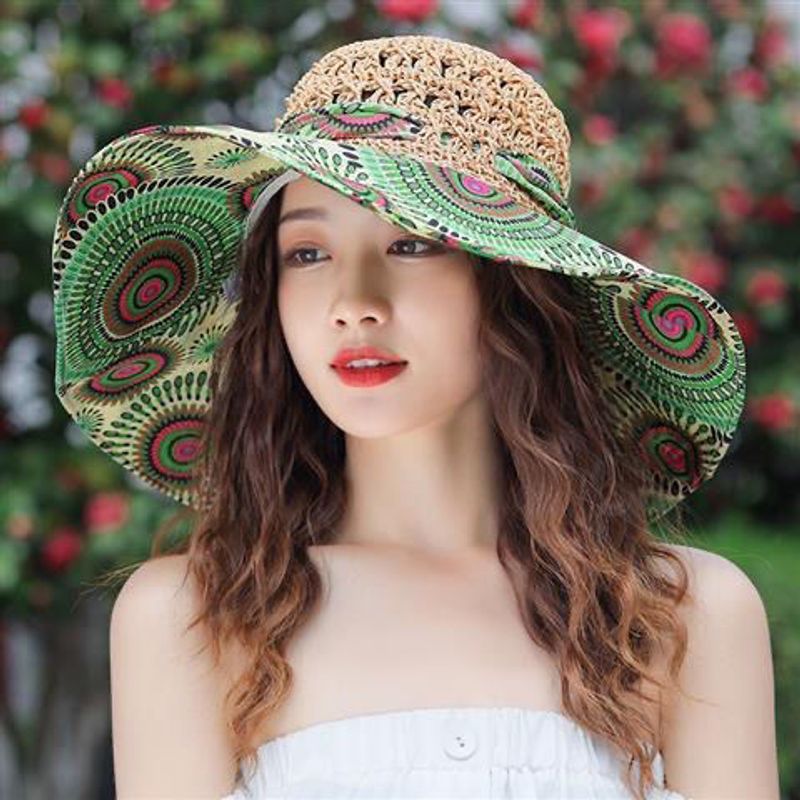 Versión coreana de verano para niños, versátil, resistente, sombrilla de playa de borde, sombrero de hierba, sombrero de viaje_voghion.com
