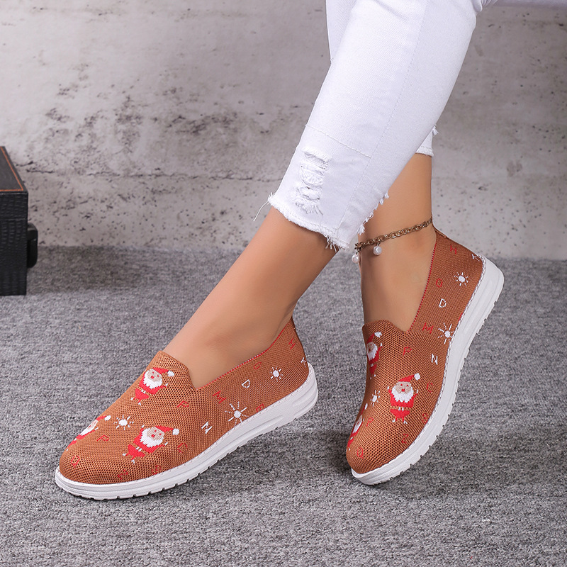 Loafer für Damen mit runder Spitze und Weihnachtsmotiv_voghion.com