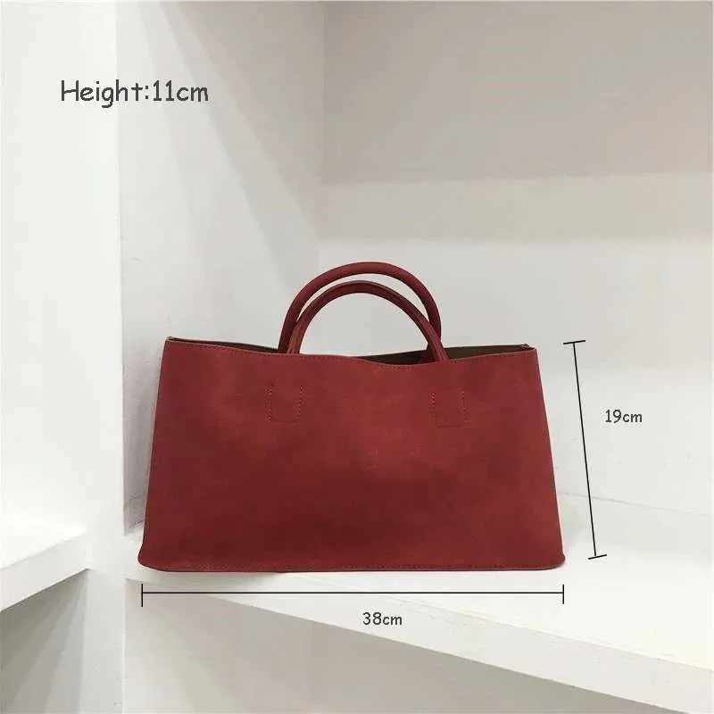 Elegant Women's Suede Tote Bag Large Capacity Commute Shoulder Bag_voghion.com
