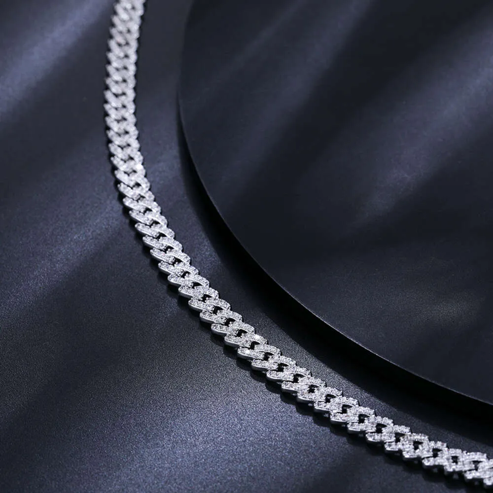 Collana con bracciale Hip Hop in argento Sterling massiccio con diamanti sintetici creati con diamanti cubani per uomo e donna_voghion.com
