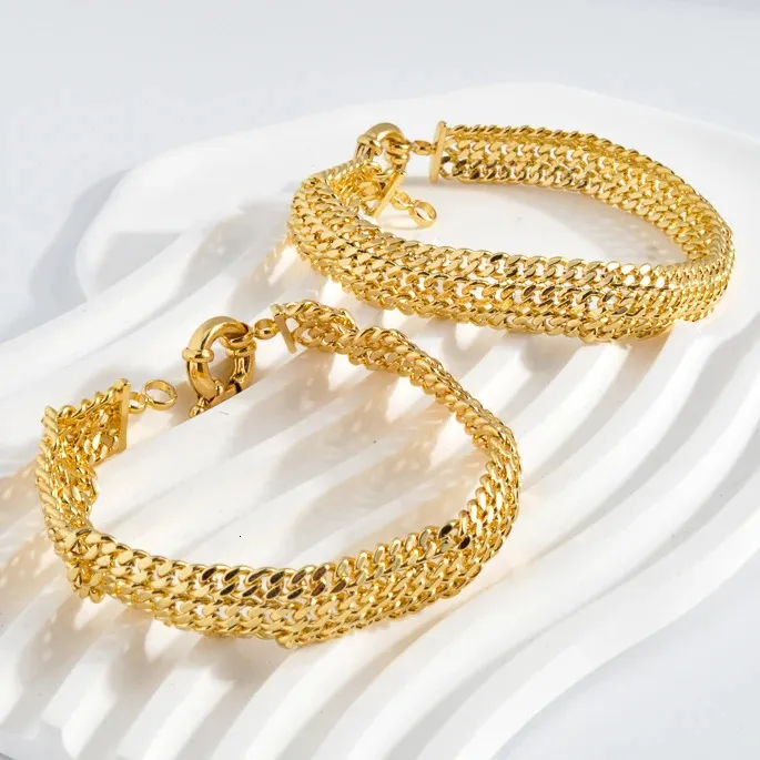 Sunny Jewelry Měděné článkové náramky pro unisex pozlacené náramky Miami Curb Punk klasický řetízek na ruku, dárek_voghion.com