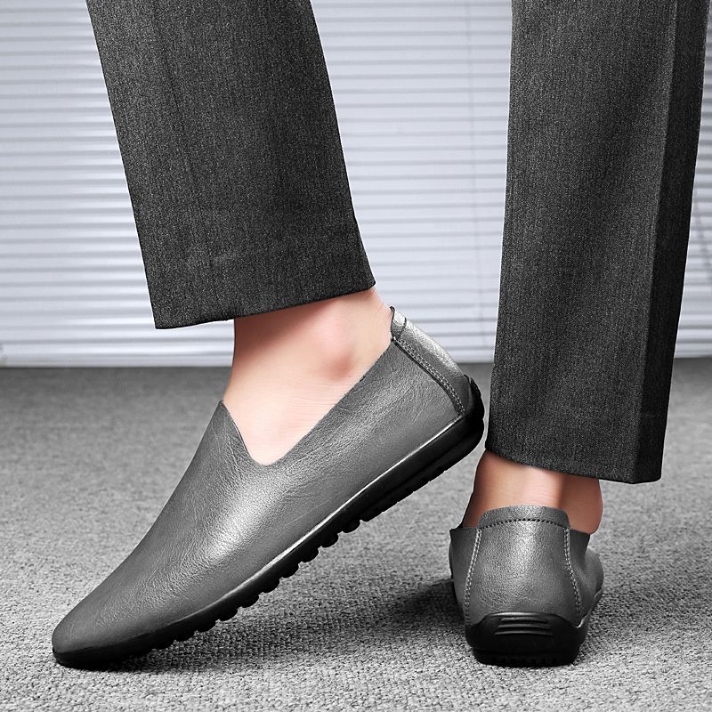 Frühling Sommer Herren Halbschuhe Casual Leder Mann Einfache Mokassins Slip-On Fahren Outdoor Bootsschuhe Handgehte Lazy_voghion.com