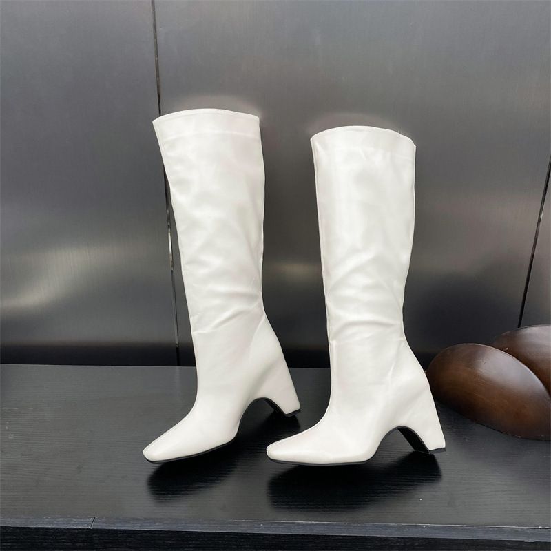 2024 Autumn And Winter New Style Square Toe Thick High Heels Niche Slimming Not Over The Knee Spicy Girl Explosive_vogvips.com