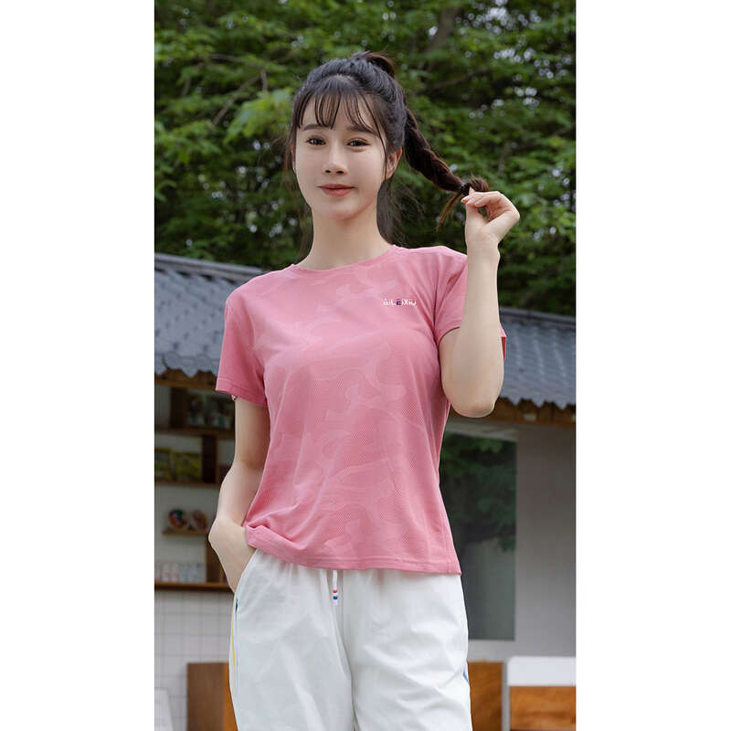 Quick T-shirt For Women In Summer, Short Sleeved Running, Stretch Hiking, Fitness, Loose Fitting Mountaineering Clothes,_voghion.com