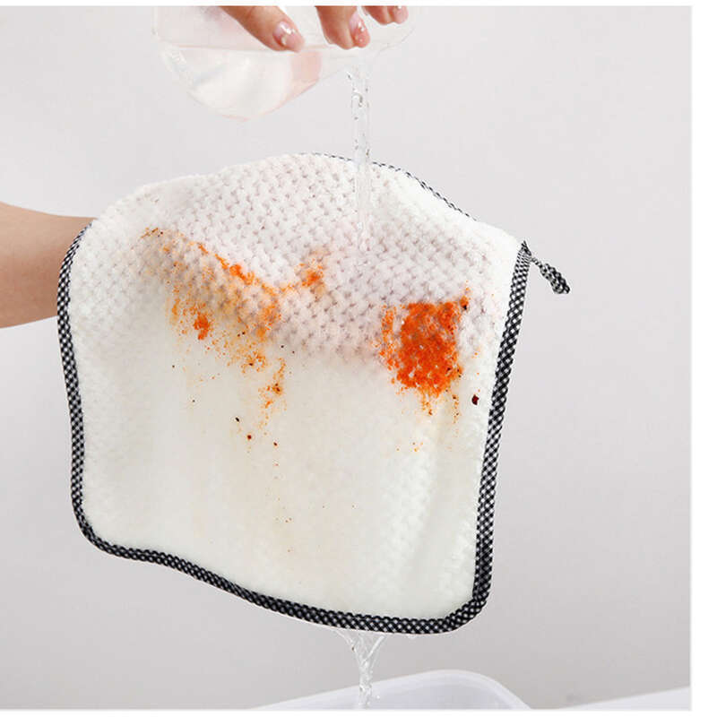 Tableware Household Kitchen Small Square Towel, Degreasing, Thickened Pineapple Lattice, Non-greasy, Absorbent, Hangable_voghion.com