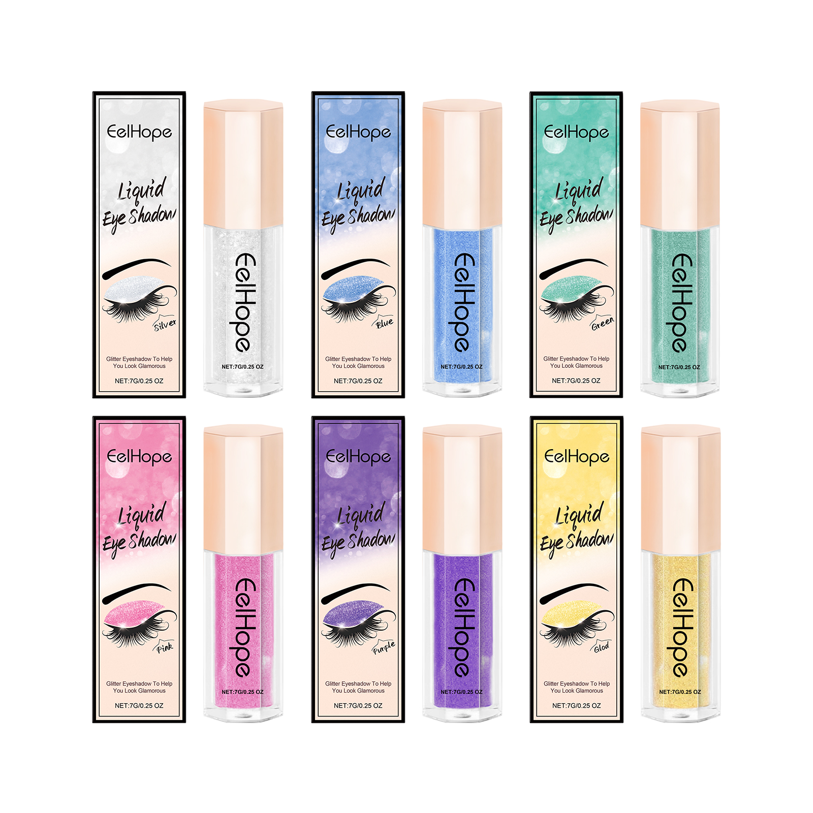 Eelhope Flydende Glitter Øjenskygge Langtidsholdbar Shimmer Højglans Let Blend Daglig Brug Øjenmakeup_voghion.com