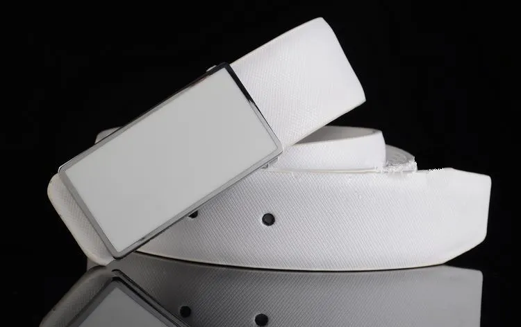 Stylish white black leather strap man Korean edition, trendy youth simple and smooth casual belt male, free shipping._voghion.com