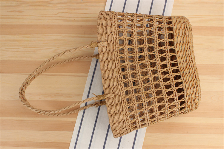 Borsa scavata a mano in paglia, borsa a tracolla per le vacanze, borsa da donna casual da spiaggia Mori_voghion.com