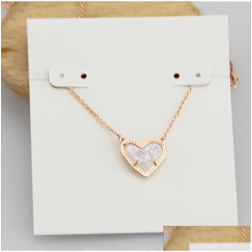 Anhänger Halsketten Halskette Herz Druse Echt vergoldet Baumeln Glitzer Schmuck Brief Geschenk mit Staubbeutel Tropfen_voghion.com