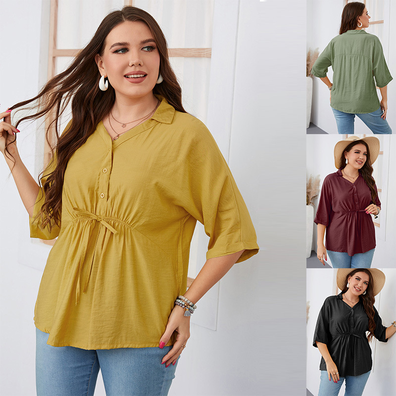 Women's Loose Large Size Short Sleeve Shirt Fat Girl Large Size Women's Clothing_voghion.com