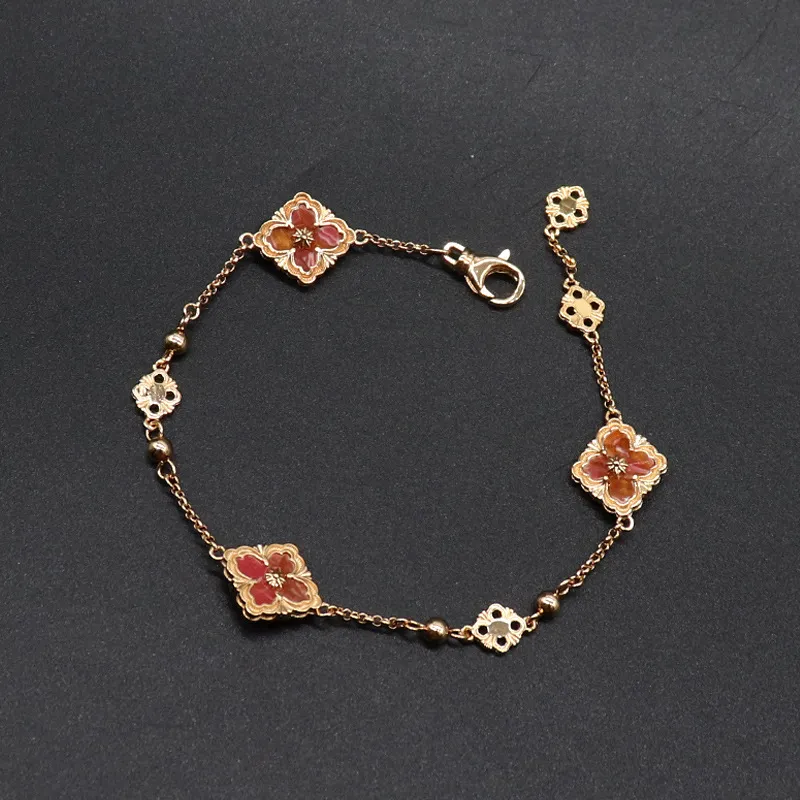 Clover Charm Bracelet Gold Vintage Ethnic Style Link Chain Bangle_voghion.com