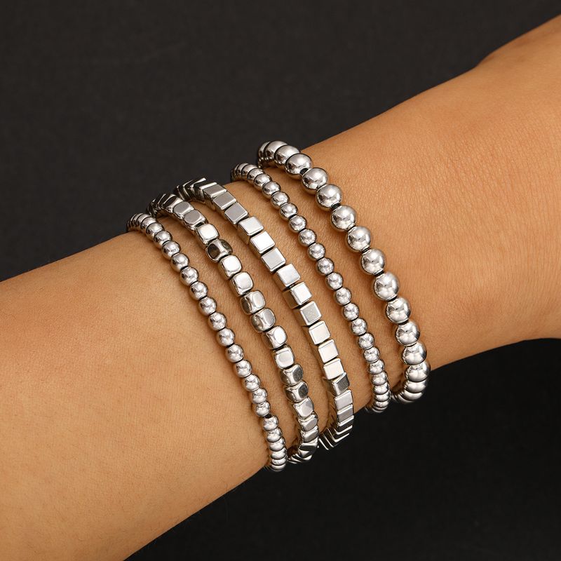 Semplice stile classico, braccialetti unisex in lega di perline di colore solido_voghion.com