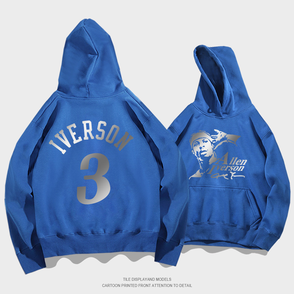 Felpa con cappuccio Y Iverson n. 3 da uomo, etichetta moda autunnale 76Ers, giacca con cappuccio con spalle larghe, tuta da allenamento_voghion.com