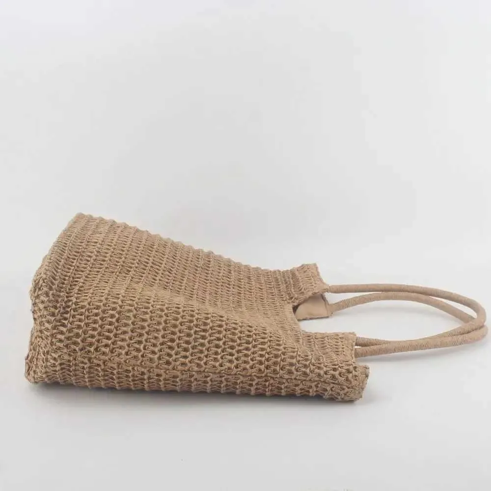 Wenhaitan vintage handmade woven Str shopping bag Bohen womens summer travel shoulder casual handbag Y241026_voghion.com