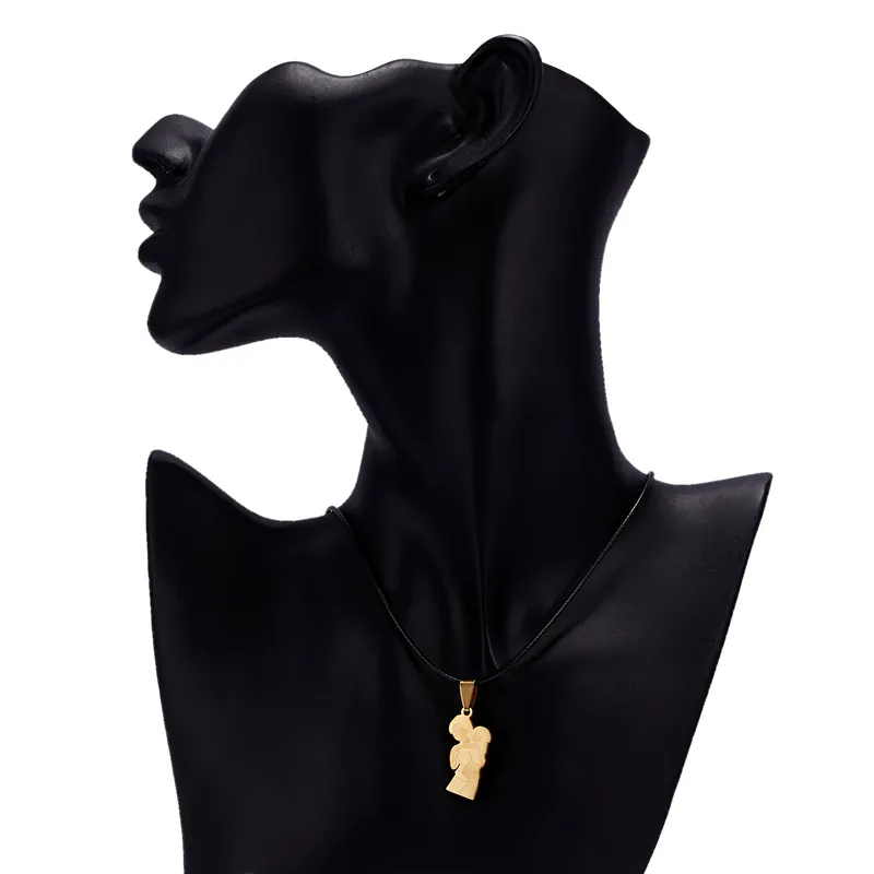 Pendant Necklaces Personality Mothers Day Stainless Steel Mom Necklace For Women Gift Gold Color Chain Baby Leather_voghion.com