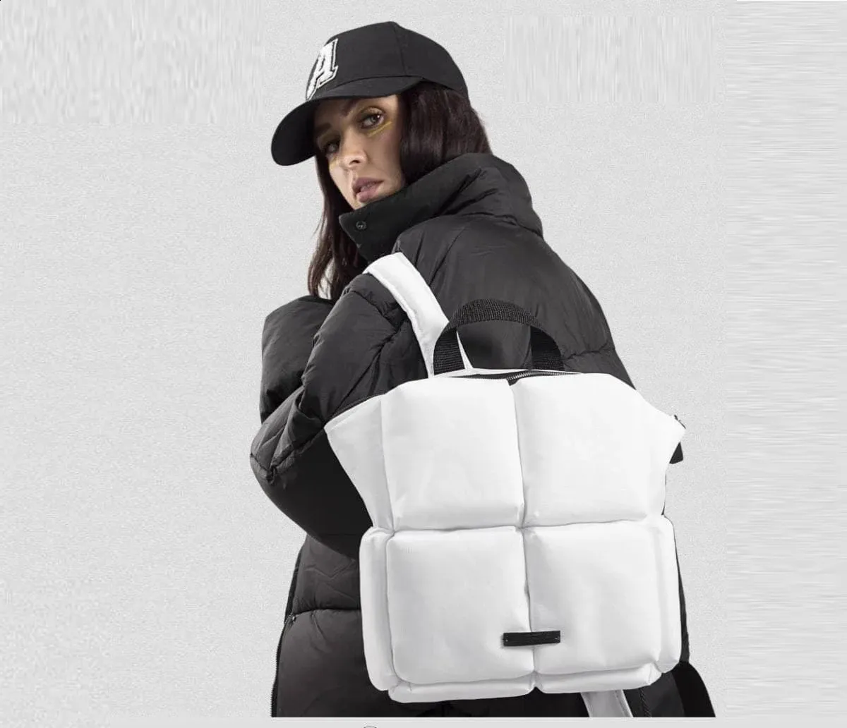 Moud Dammerucksak Wanter gesteppte Schëllertaschen fir Fraen Space Daunen gepolstert Handtaschen Grouss Reestasch Unisex Chic_voghion.com