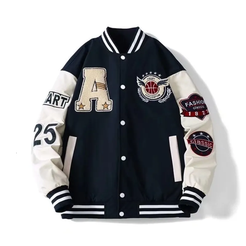 Herren Jacken Brief Lederjacke College Hop Haruku Bone Varsity Unisex Bomber Streetwear Hip Patchwork Baseball Damen_voghion.com