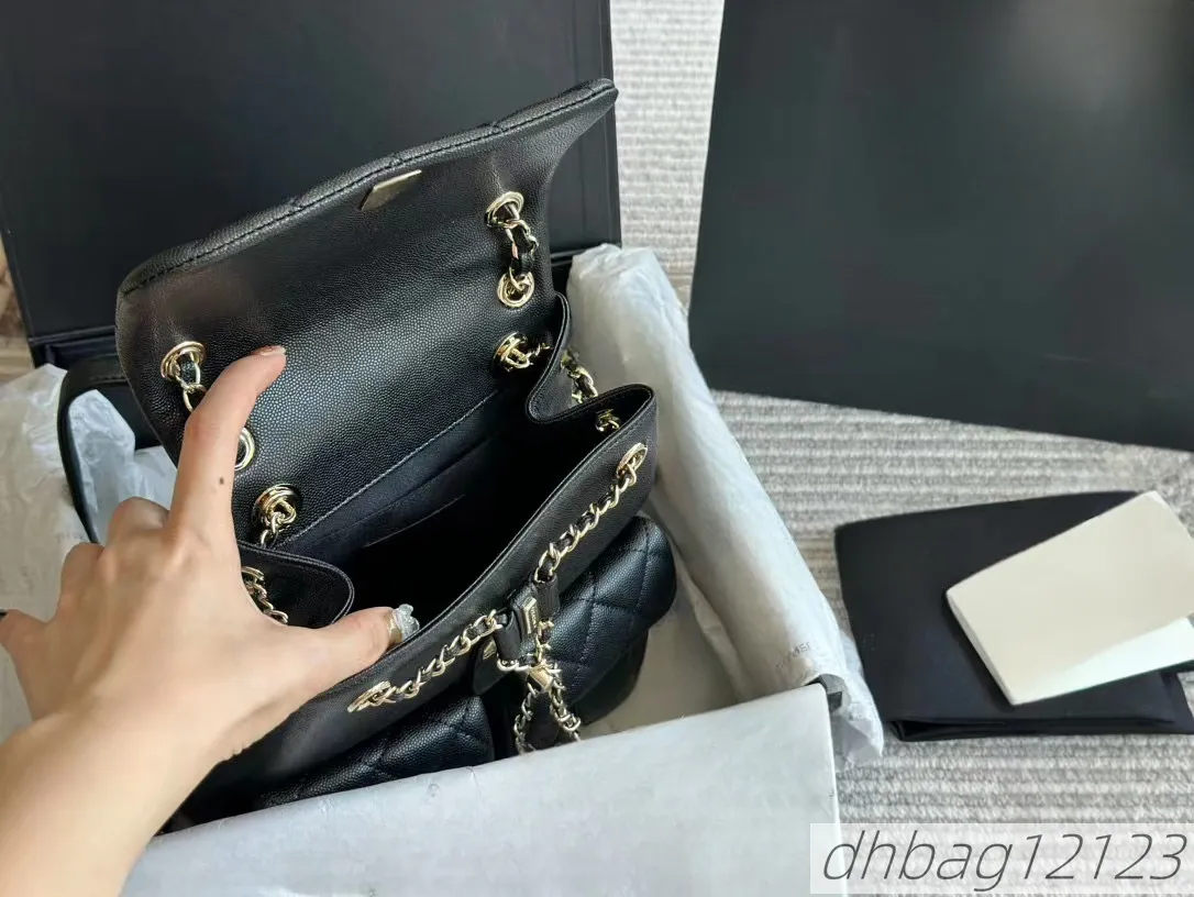 23p Mini Duma Designer Hochwertiger Caviar Dia Karierter Damen-Schulrucksack Einfarbige Mode Vielseitiger Rucksack_voghion.com