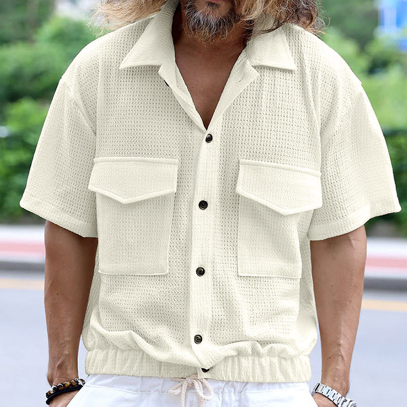 Camicia casual estiva da uomo a maniche corte con cardigan multitasche Bubble 2024_voghion.com