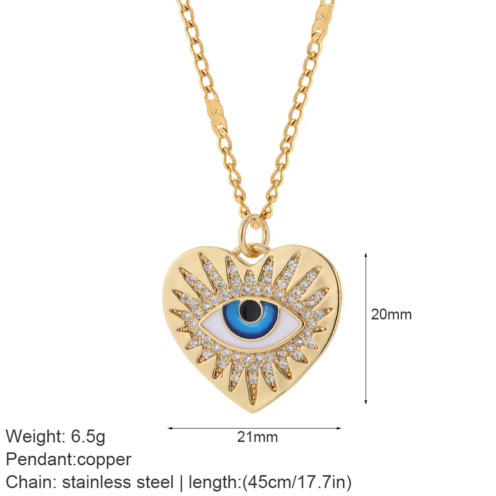 Anhänger Halsketten Mode Türkisches Auge Böses Blaues Herz Liebe Halskette Für Frauen Mädchen Zierlicher Choker Frau Glücksschmuck_voghion.com