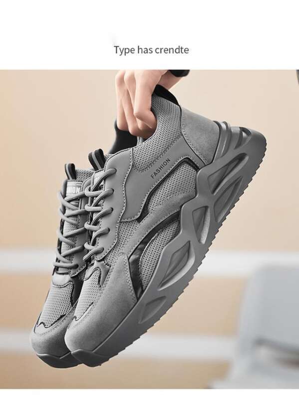 Spring New Breathable Labor Protection Men's Trendy And Versatile Thick Soled Anti Slip Sports Shoes, Casual Dad Shoes_voghion.com
