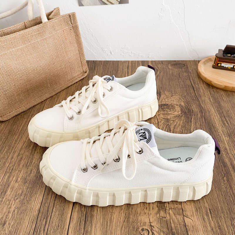 Canvas Platform Sneakers For Women Chunky Vulcanized Shoes_voghion.com