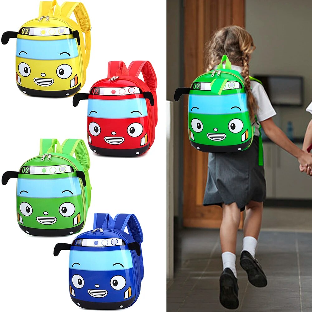 Zaino per bambini in 3D con bus dei cartoni animati, per la scuola materna, per bambini piccoli, da viaggio_voghion.com