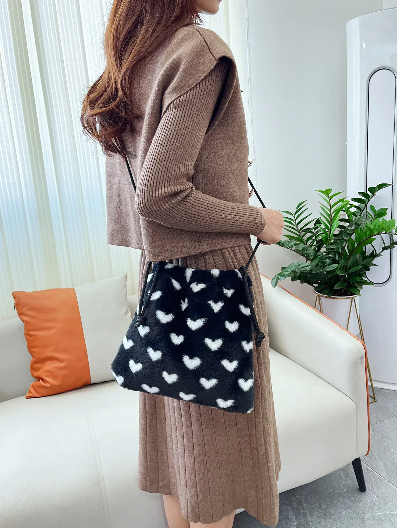 Borsa a tracolla monospalla con coulisse e motivo leopardato retrò per donna, nuova borsa a mano autunno/inverno per il tempo libero_voghion.com