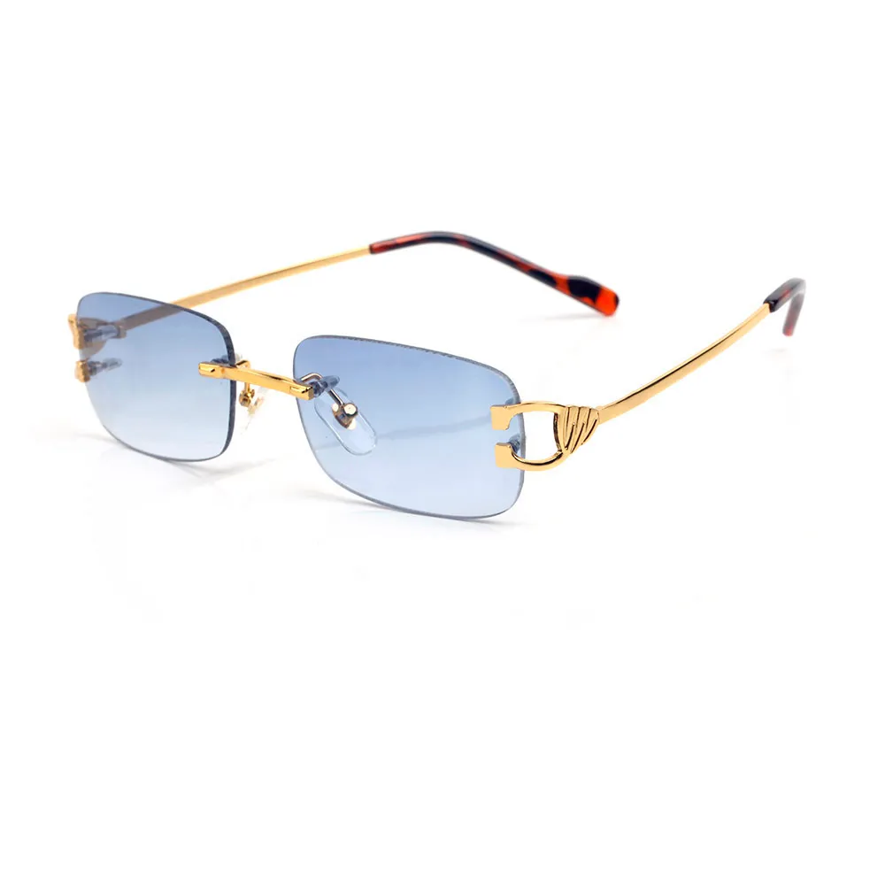 red designer sunglasses rimless Green Grey Blue glasses men and women metal rectangular frame fashion carti eyewear_viptrois.com
