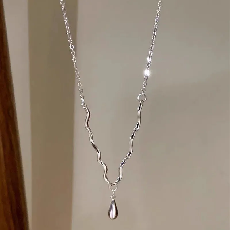Irregular Water Drop Pendant Necklace For Women Elegant Style_voghion.com