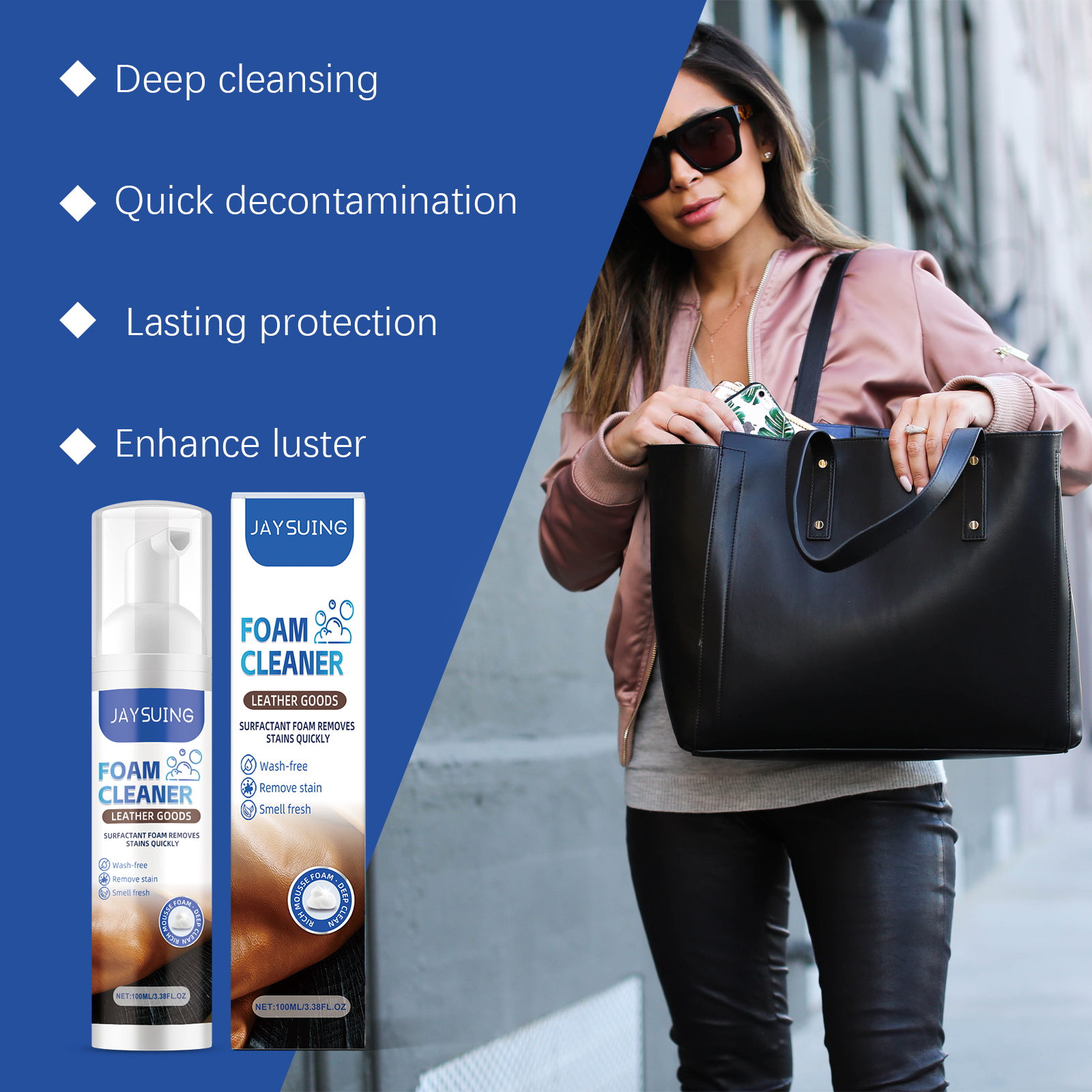 Jaysuing Leather Products Foam Cleaner Multi-Functional Leather Cleaner Sofa Boots Leather Shoes Maintenance Agent_voghion.com