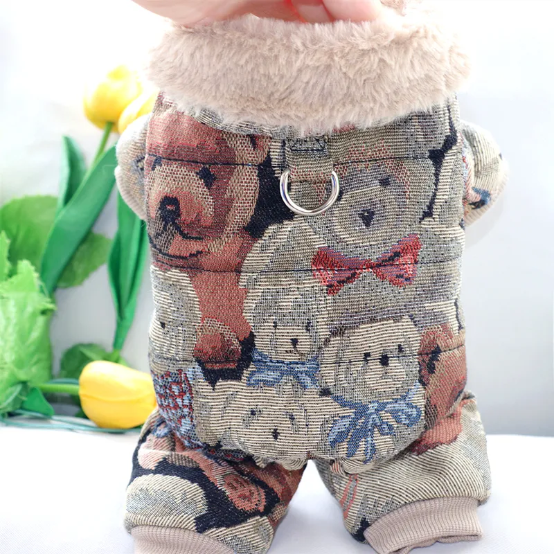 Bichon Véierbeeneg Verdickte Kotteng Wanter Hondskleeder Welpen Waarm Cardigan Cartoon Mantel Hausdéierbedarf_voghion.com
